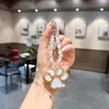 Llavero de Pata de Gato de Cristal Colgante para Bolso Correa para Teléfono de Perlas y Cuentas Encantos de Pata Kawaii Lindos Accesorios Regalos para Mujeres