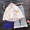 Conjunto de Duas Peças para Bebês Meninas: Camisa com Estampa de Desenho Animado e Calça Jeans - Nova Coleção Primavera/Outono 2026