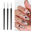 Conjunto de pintura para unhas caneta caneta de traço fino caneta com gancho 3 conjuntos de caneta de pintura colorida haste preta ferramentas de nail art atacado