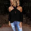 Ropa Europea y Americana Más Vendida de Amazon Nuevo Casual Delgado Cremallera Trasera Halter Color Sólido Empalme Top Camisa para Mujeres