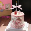 Decoração de Bolo para o Dia dos Namorados Chinês de 2025 Coração Linha de Amor Velinha Cachorrinho Encaixe Casal Confissão Fantasia