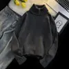 Suéter preto de gola alta estilo coreano para homens, tendência estilo ins Hong Kong, tamanho grande para casais, de malha fina para base de inverno, com caimento solto