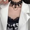 Sweet Cool Spice Girl Black Lace Water Drop Borla Colar Nicho Design de alto nível Sense Clavícula Corrente Personalidade Temperamento Colar