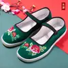 Zapatos de tela Hanfu tradicionales chinos étnicos para mujer estilo Pekín antiguo bordados de fénix colorido con suelas de goma antideslizantes para bailar en la plaza
