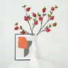 Decoração de Ano Novo 2025 6 Flores Caqui Congelado Arranjo de Flores de Véspera de Ano Novo Decoração de Romã para Sala de Estar Arranjo de Flores de Ano Novo