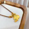 Colar com Pingente de Elefante Feito à Mão Nixin, Colar com Corda de Cera DIY para Mulheres, Novo Estilo Chinês com Corda Trançada, Colar que Não Desbota