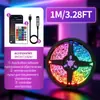Fita de LED RGB sete cores para atmosfera, alimentada por USB, controle remoto via aplicativo Bluetooth, luz decorativa multi-cena