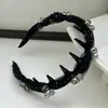 Exquisita Faixa de Cabelo de Malha Roxa com Cristais e Dentes para Mulheres, Faixa de Cabelo Fofa de Topo Alto, Estilosa e Fashion, Presilha de Cabelo de Alta Qualidade
