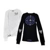 Camiseta de Manga Longa com Cruz de Letras Sânscritas para Mulheres Início da Primavera Novo Clássico Versátil Moda Nicho Tendência