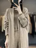 100% Lana Pura Otoño e Invierno 2026 Nuevo Cardigan de Punto para Mujer Estilo Holgado y Relajado Cuello en V Color Sólido Chal