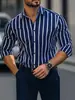 2026 Nueva Llegada Camisa Estampada para Hombre Corte Delgado Manga Larga Casual de Negocios Camisa de Manga Corta Rayada Ropa de Moda para Hombre