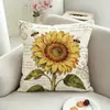 Funda de Almohada de Girasol, Extraíble y Lavable, Decoración del Hogar, Funda Cuadrada para Cojín de Sofá, Transfronterizo