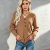 Estilo Europeo Estación Independiente Camisa de Punto Abotonada Suéter Holgado de Manga Larga Color Sólido para Mujer Otoño Invierno Nuevo Top Casual