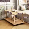 Mesa Auxiliar Lateral para Sofá Sala de Estar Mesa Pequeña Mesa de Café para el Hogar Mesa Cuadrada Lateral Móvil para Cama Estilo Crema Estante de Almacenamiento Mesa para Snacks
