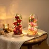 Cúpula de Vidro com Flor Eterna Rosa Simulada com Luz LED Ornamentos de Flor de Sabão para o Festival Qixi, Dia dos Namorados, Presente de Aniversário, Transfronteiriço