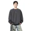 Sudadera Nueva de Otoño 2025 para Hombre Estilo Americano Cuello Redondo con Bordado de Patrón Colorido, Suéter Informal Holgado Oversized