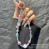 Cadena para Teléfono Estilo Coreano Aleación Tulipán Encanto Llavero Perla Cristal Vidrio Hecho a Mano Cadena para Teléfono