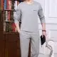 Conjuntos Esportivos de Outono e Inverno para Homens, Conjunto Casual de Duas Peças em Algodão com Fleece, Estilo Masculino 2024, Conjunto de Gola Redonda para Meia-Idade