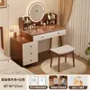 Penteadeira mesa de cabeceira integrada pequeno apartamento quarto principal mesa de maquiagem quarto moderno minimalista 2026 novo estilo economia de espaço