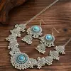 Moda Europea y Americana Retro Simple Exagerado Simple Gema Borla Elegante Collar Pendientes Conjunto de Joyería para Mujer Decoraciones