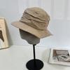 Chapéu de Pescador Plissado de Linho Estilo Yamamoto Feminino Chapéu Protetor Solar Respirável Estilo Japonês Chapéu de Sol Respirável de Aba Reta Pequeno Chapéu Coco Retrô