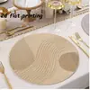 Manteles redondos abstractos modernos, hechos de poliéster beige y marrón claro, adecuados para cocinas y comedores