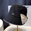 Sombrero de Pescador con Lazo Dividido Celebridad de Internet Diseño para Mujer Otoño Casual Combinación Versátil que Resalta el Rostro Sombrero de Copa Pequeña Sombrero de Sol para Exteriores