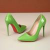 Tamanho 35-45 Europeu e Americano cor de fruta salto alto de 12cm salto ultrafino sapatos femininos decote baixo bico fino verniz tamanho grande ol