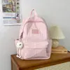 Mochila Estilo Academia Leve Versátil Mochila Menina Suave Estilo Coreano Ins Alunos do Ensino Fundamental e Médio Bolha Trama Árvore Listrado Pequeno