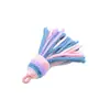 Borlas de fio de algodão com céu estrelado tingido em degradê, pingentes coloridos de fio de algodão feitos à mão, acessórios para Hanfu, decorações para pendurar em carro e bolsa