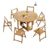 Mesa de Jantar Dobrável e Cadeiras de Madeira Maciça para Casa B&B Apartamento Pequeno Combinação Simples de Mesa Redonda Mesa de Jantar de Restaurante Nova Casa de Aluguel