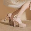Zapatos Mary Jane Verano y Otoño Nuevos Zapatos de Boda Vestido de Boda Tacón Grueso Pequeño Plataforma Zapatos de Banquete Tacones Altos para Mujer