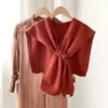 Ins Xale Tricotado Listrado Pequeno Feminino Primavera e Outono Exterior Combinando Saia Popular na Internet Cachecol para Sala com Ar Condicionado Verão Proteção de Pescoço Ombro