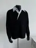 Sudadera de retazos tipo dos piezas en color negro para hombre, marca de tendencia para primavera y otoño, corte holgado, versátil, top pullover casual y elegante