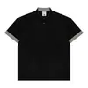 Camiseta Casual Sencilla de Manga Corta para Hombre Marca de Tendencia Europea y Americana INS Bloque de Color Dobladillo Cuello Alto Cuello Semiabierto Top Deportivo de Verano