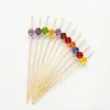 Cuentas de cristal craquelado al por mayor transfronterizas, palillos para cóctel, decoraciones para bandejas de bebidas y frutas para fiestas, cuentas craqueladas de colores, palillos para frutas