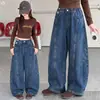 Nueva colección de otoño para niñas: Pantalones acampanados de mezclilla patchwork casual, corte holgado y estilizan, adecuados para niños mayores, perfectos para primavera y otoño, estilo de pierna ancha