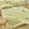 Juego de Tres Piezas de Colchón de Terciopelo de Leche para Uso Doméstico, Sábana de Cama Gruesa Caliente de Invierno, Protector de Colchón de Cama Individual para Dormitorio de Estudiantes Colchón