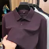 Nueva camisa polo de manga larga para hombre con mezcla de seda de morera y lana, con cuello clásico, ligera y adecuada para estilo business casual o para el tiempo libre.