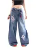 Jeans rectos de pierna ancha, unisex, moda de tendencia, bordado de estrella de cinco puntas de estilo europeo, alta resistencia, nuevos, transfronterizos, 2026, personalizados