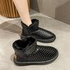 Botas de nieve para mujer invierno 2023 nuevo estilo coreano simple punta redonda cortas cálidas forradas de vellón engrosado zapatos acolchados de algodón