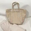 Bolsa de Lona Listrada de Zebra Estilo Coreano Ins Bolsa Tote de Grande Capacidade Nova Versátil Casual para Viagem Comutador Bolsa de Ombro