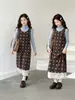 Conjunto de Falda con Tirantes de Lunares para Niñas, Nuevo Conjunto Coreano de Dos Piezas para Otoño, Vestido Moderno y Elegante para Niños Mayores 2026
