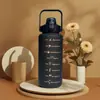 Vaso de Agua de Plástico de Gran Capacidad, de Aspecto Moderno para Verano, Vaso Espacial Simple y Portátil, Vaso con Tapa Pop-Up y Popote para Deportes al Aire Libre y Fitness