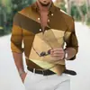 Camisa masculina de manga longa para primavera e outono, tamanho europeu, corte solto, camisa casual masculina com estampa digital 3D, disponível para atacado a partir de uma peça
