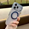 Funda magnética de cristal de hielo para iPhone 18 Promax con soporte giratorio, funda protectora anti-caídas de dos colores para Apple 17
