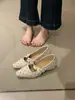 Primeiro Encontro Ji Estilo Coreano Estilo Pequeno Chanel Bolinhas Bico Quadrado Mary Jane Sapatilhas Slip-ons 2026 Outono Estilo Suave Sapatilhas