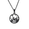 Amazon Supply Acero Inoxidable Hueco Etiqueta de Árbol de Navidad Collar para Mujer Colgante Redondo Elemento de Alce Joyería