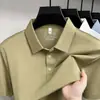 Camisa polo de camuflaje texturizada arrugada de lujo ligero para hombre, transpirable y cómoda, adecuada para profesionales de negocios jóvenes y de mediana edad, top tipo camiseta de manga corta 3