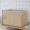 Caixa de Armazenamento Estilo Japonês, Cesta de Armazenamento para Sala de Estar e Quarto, Cesta de Armazenamento de Palha e Rattan Sintéticos, Cesta de Armazenamento para Armário de Casa